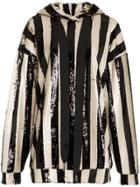 Marques'almeida Stripe Sequin Embellished Oversized Hoodie - Black