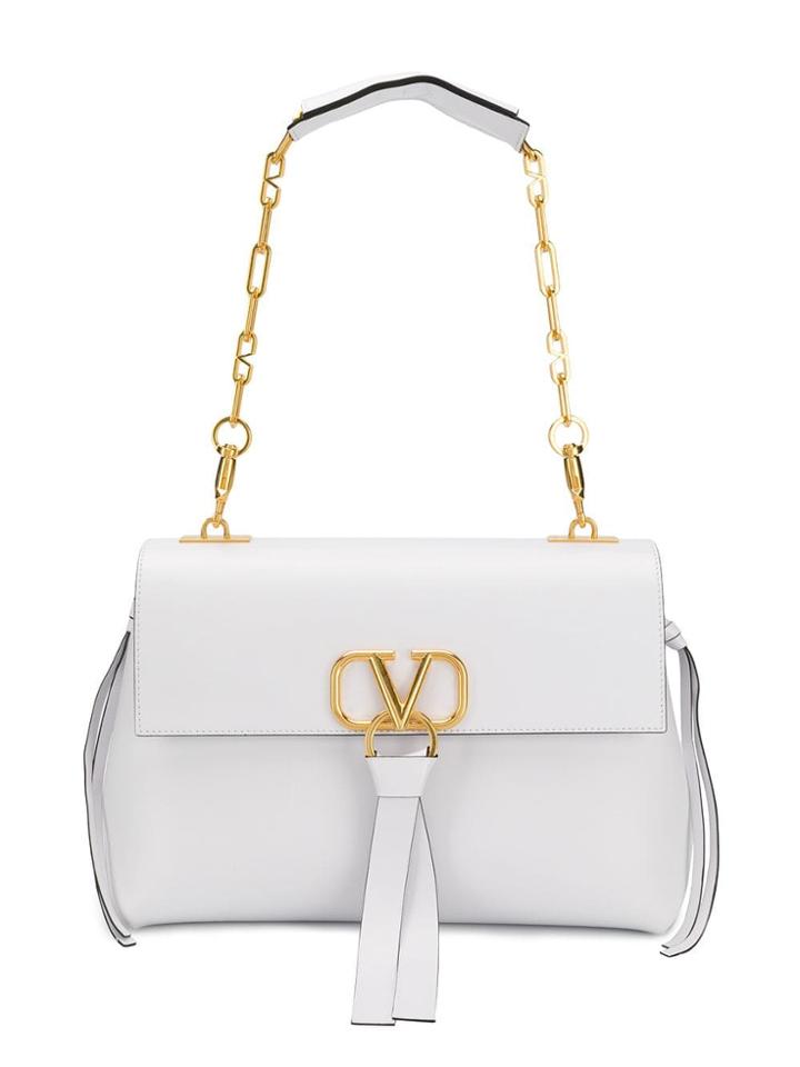 Valentino Valentino Garavani Logo Plaque Bag - White
