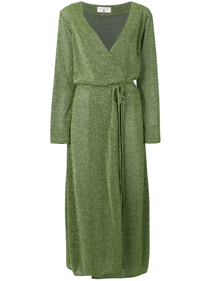 Danielapi Lurex Knit Wrap Dress - Green