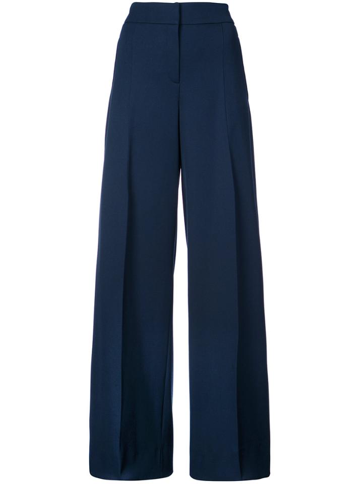 Oscar De La Renta Pleated Front Palazzo Pants - Black