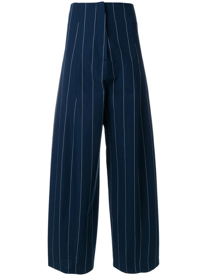 Erika Cavallini Striped Wide Leg Trousers - Blue