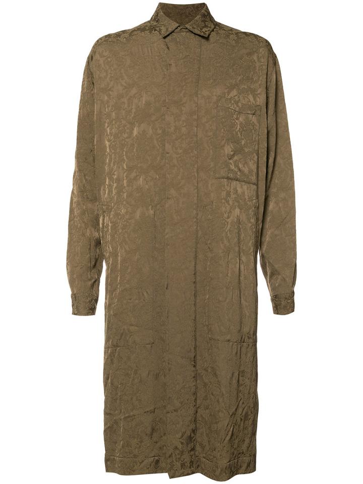 Uma Wang - Floral Jacquard Coat - Men - Cupro/viscose/virgin Wool - L, Brown, Cupro/viscose/virgin Wool