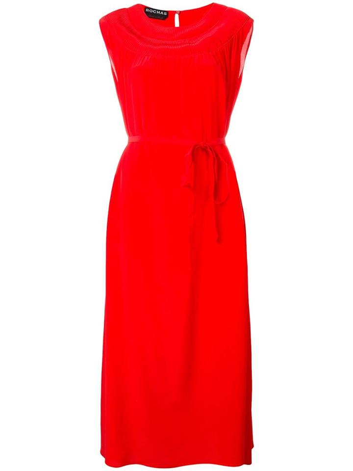 Rochas Drawstring Midi Dress - Pink & Purple