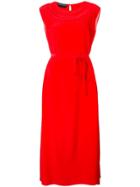 Rochas Drawstring Midi Dress - Pink & Purple