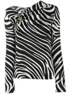 Versace Zebra Print Asymmetric Blouse - Black