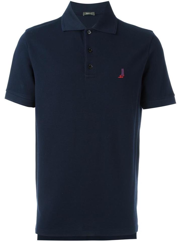 Berluti Short Sleeve Polo Shirt, Men's, Size: 54, Blue, Cotton