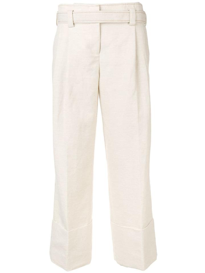 Cédric Charlier Belted High Waisted Trouser - Neutrals