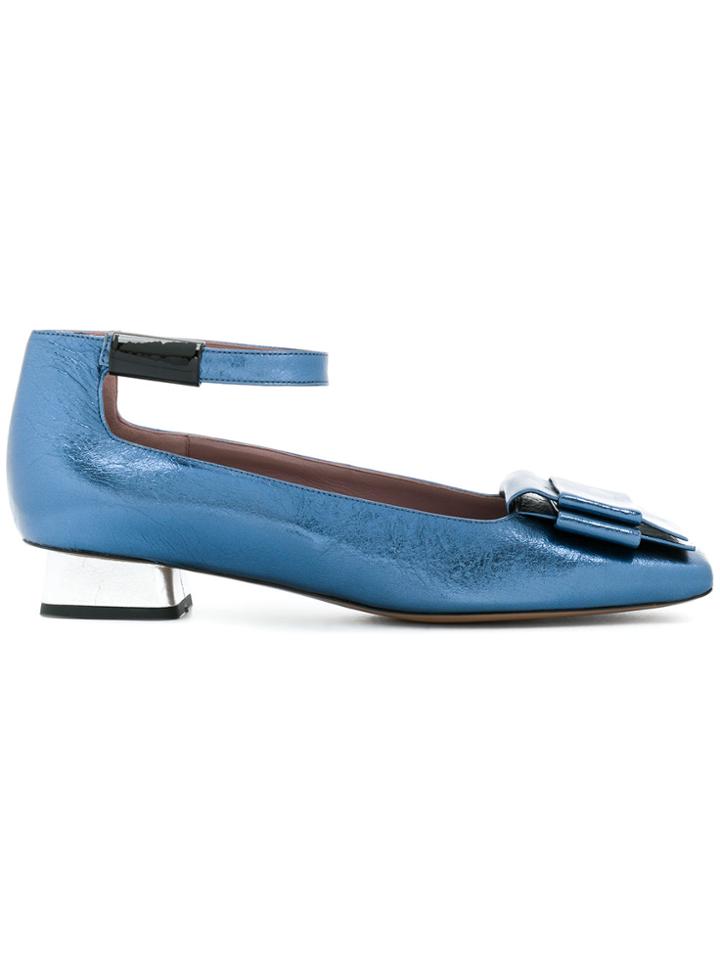 Rayne Square-toe Strappy Ballerinas - Blue