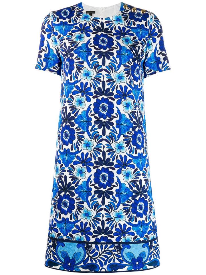 Escada Floral Jacquard Dress - Blue