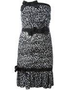 Boutique Moschino Strapless Animal Print Dress, Women's, Size: 40, Black, Silk/cotton/polyester