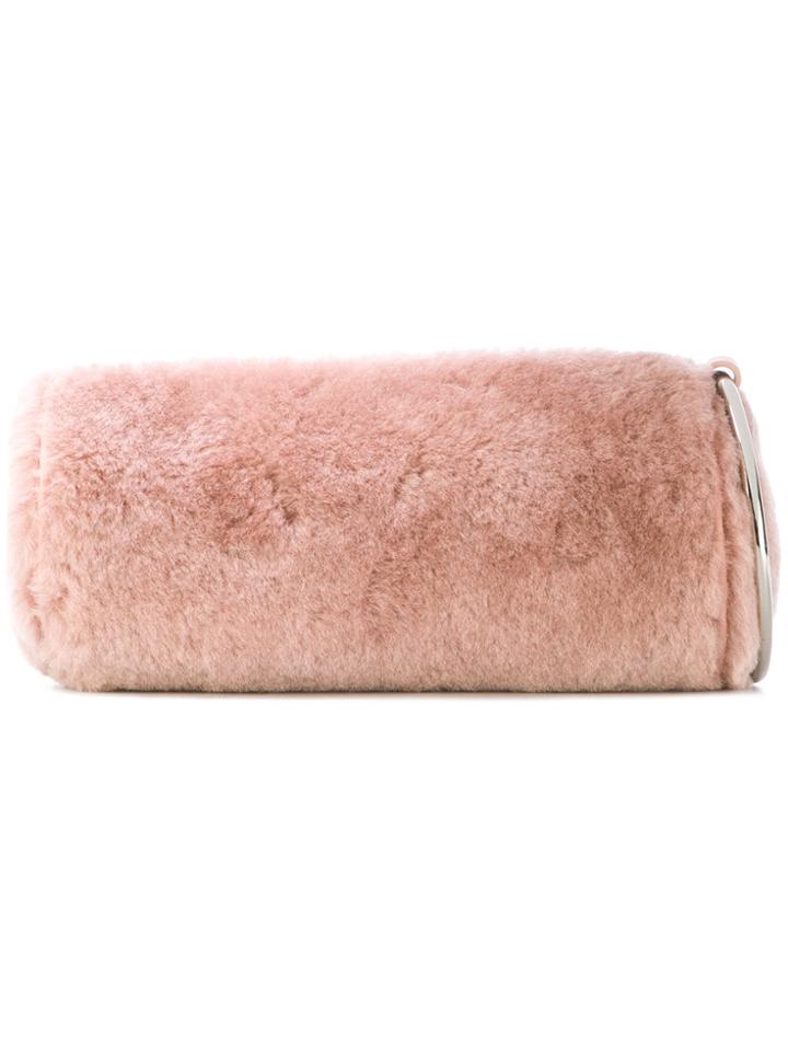 Kara Shearling Wristlet Bag - Pink & Purple