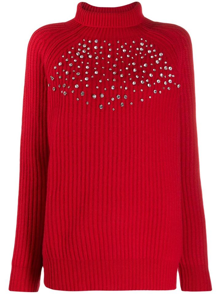Be Blumarine Crystal Embellished Jumper - Red