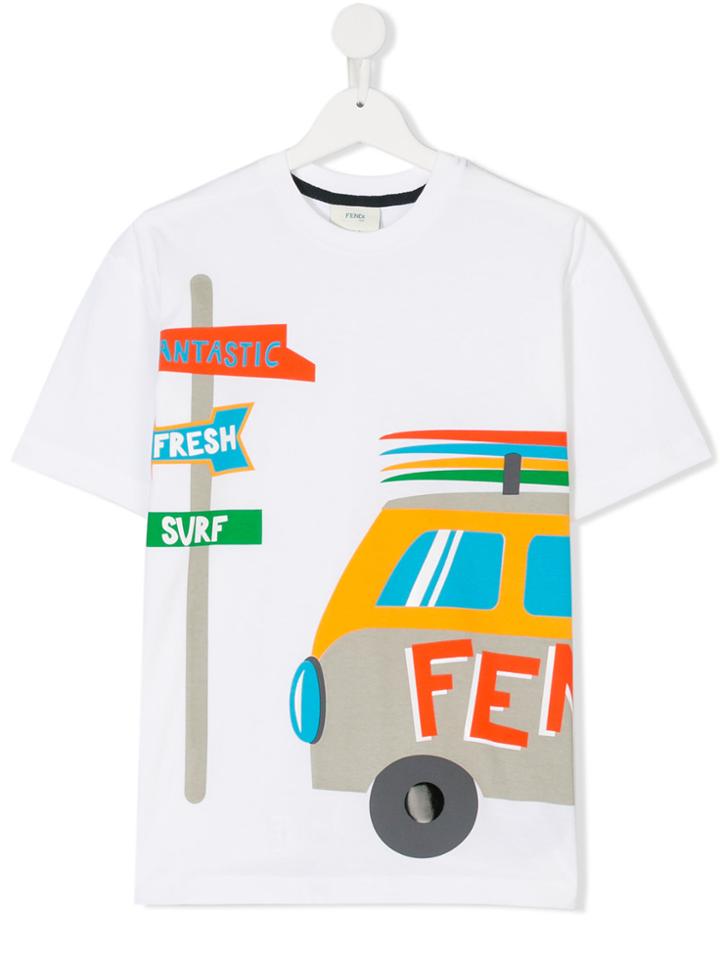 Fendi Kids Printed T-shirt - White