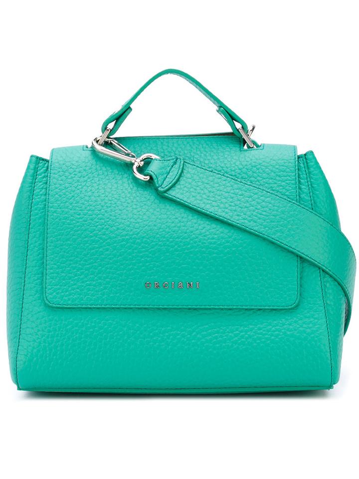 Orciani - Logo Plaque Shoulder Bag - Women - Cotton/leather - One Size, Green, Cotton/leather