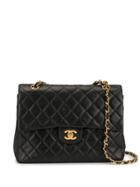 Chanel Pre-owned 1985-1993 Double Flap Chained Shoulder Bag - Black