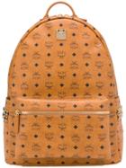 Mcm All Over Logo Backpack - Brown