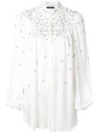 Wandering Pearl And Crystal-embellished Blosue - White