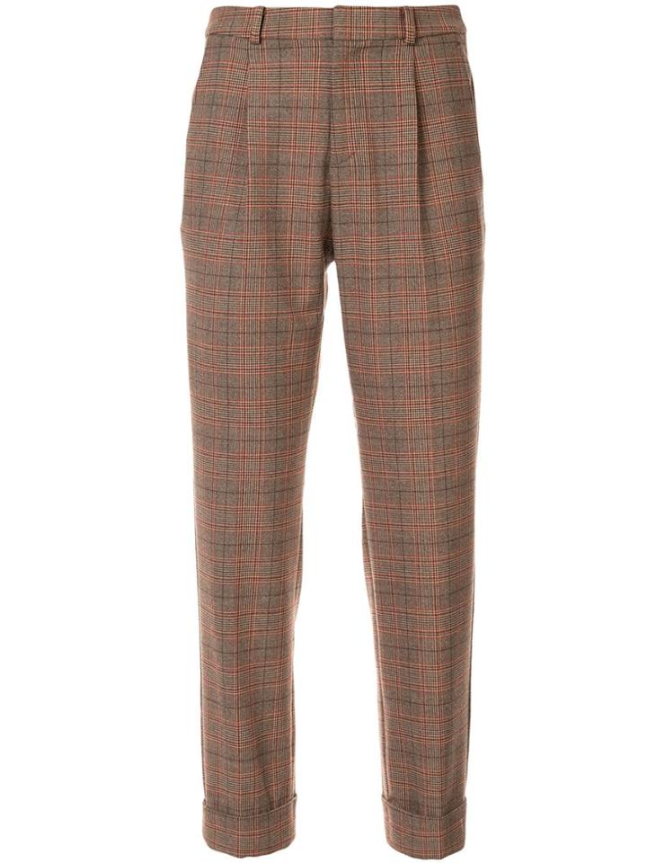 Loveless High-waist Check Trousers - Brown