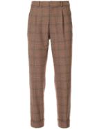 Loveless High-waist Check Trousers - Brown