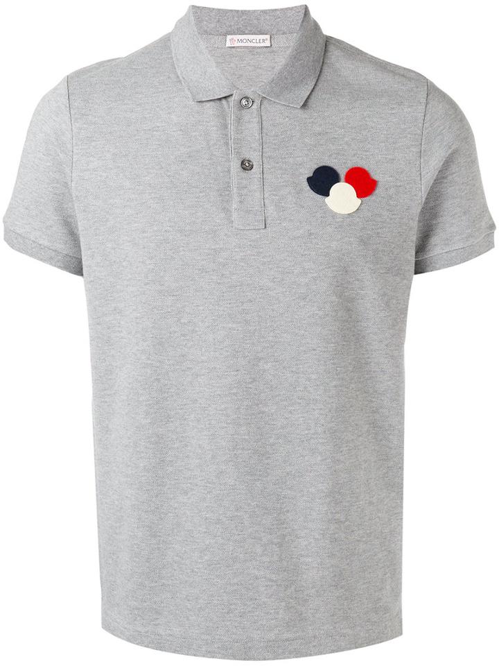 Moncler Logo Polo Shirt, Men's, Size: Large, Grey, Cotton