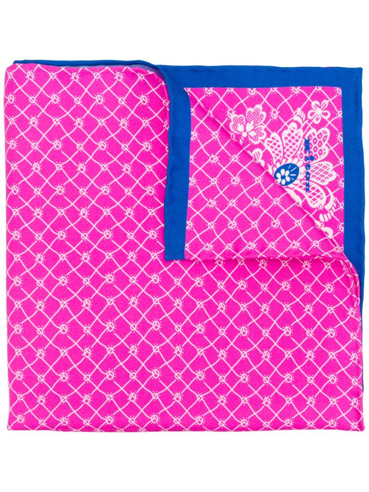 Kiton Micro Print Scarf - Pink & Purple
