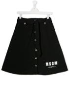 Msgm Kids Teen Flared Denim Skirt - Black