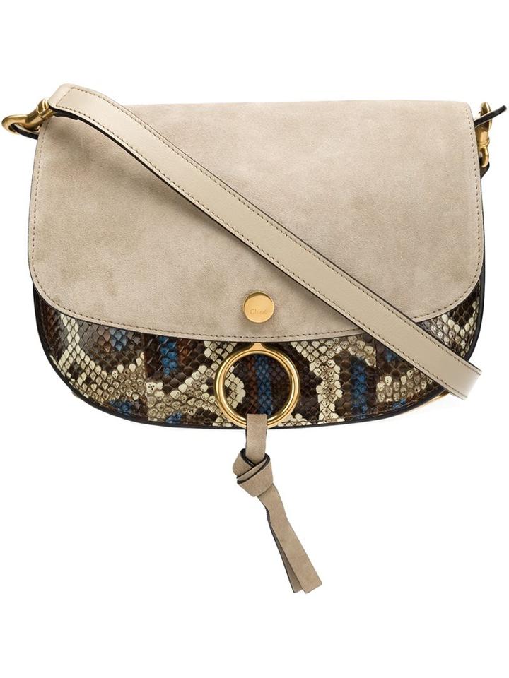 Chloé - Kurtis Shoulder Bag - Women - Snake Skin/suede - One Size, Grey, Snake Skin/suede