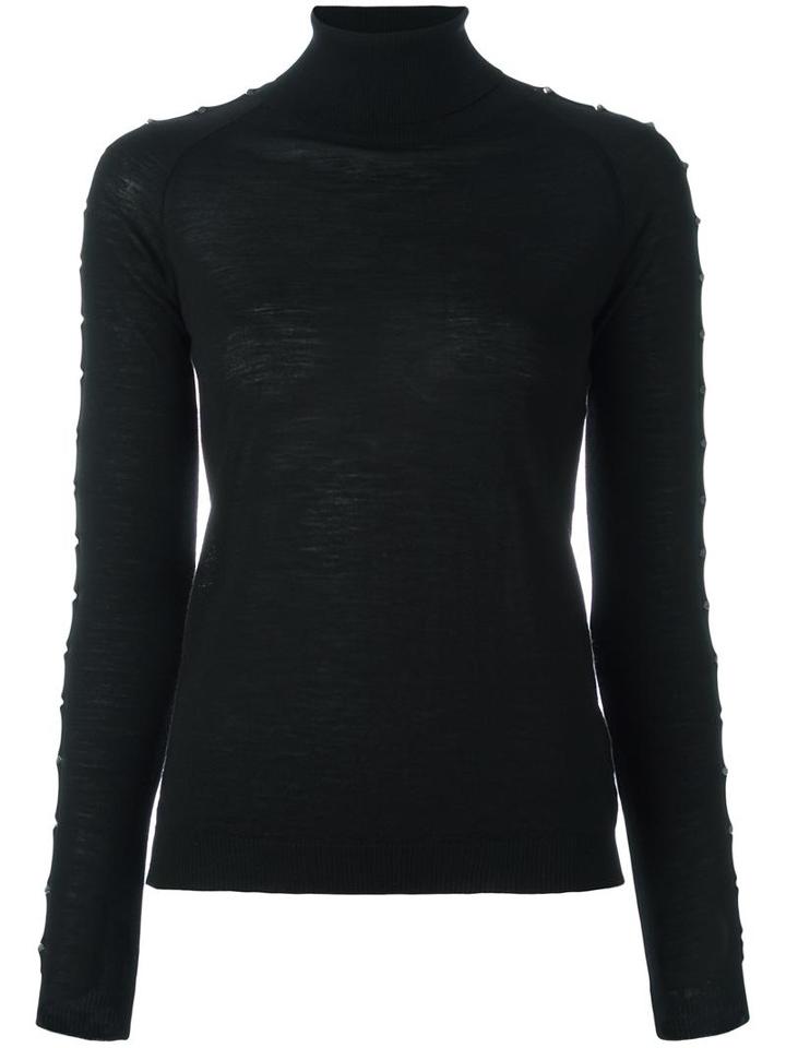 Antonio Berardi Stud Embellished Roll Neck Jumper, Women's, Size: 42, Black, Virgin Wool
