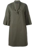 Fabiana Filippi Pleated Sleeve Dress, Women's, Size: 44, Green, Cotton/spandex/elastane