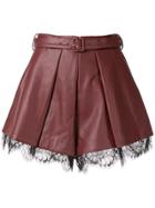 Self-portrait Lace-trimmed Shorts - Red