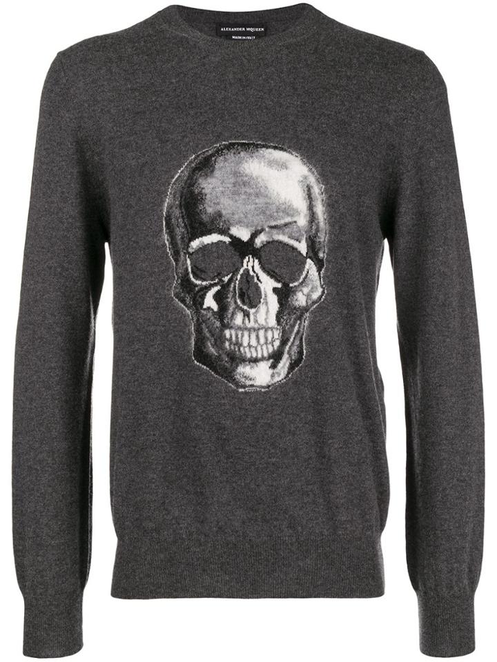 Alexander Mcqueen Skull Intarsia Jumper - Grey