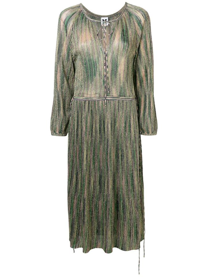 M Missoni Patterned Pleated Dress - Green