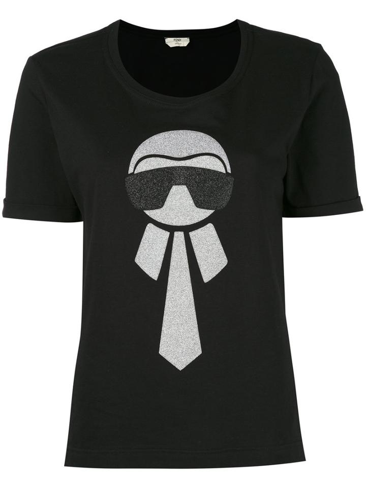 Fendi - Karlito T-shirt - Women - Cotton - 42, Black, Cotton
