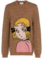 Gucci Manga Girl Intarsia Wool Jumper - Brown