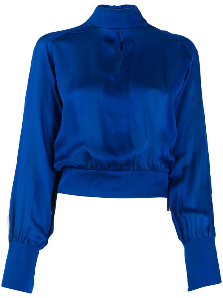 Balmain Silk Turtleneck Blouse - Blue