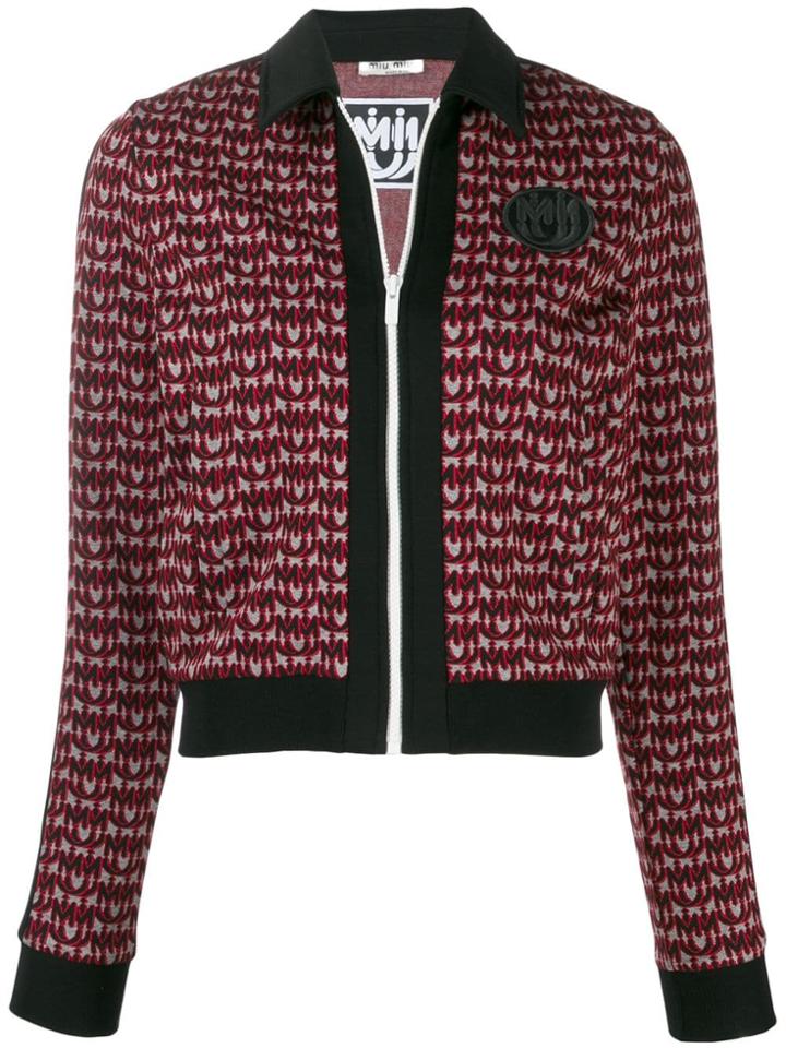 Miu Miu Monogram Intarsia Track Jacket - Red