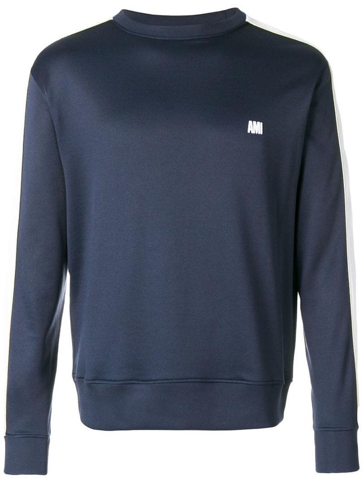 Ami Paris Bicolor Crewneck Sweatshirt - Blue