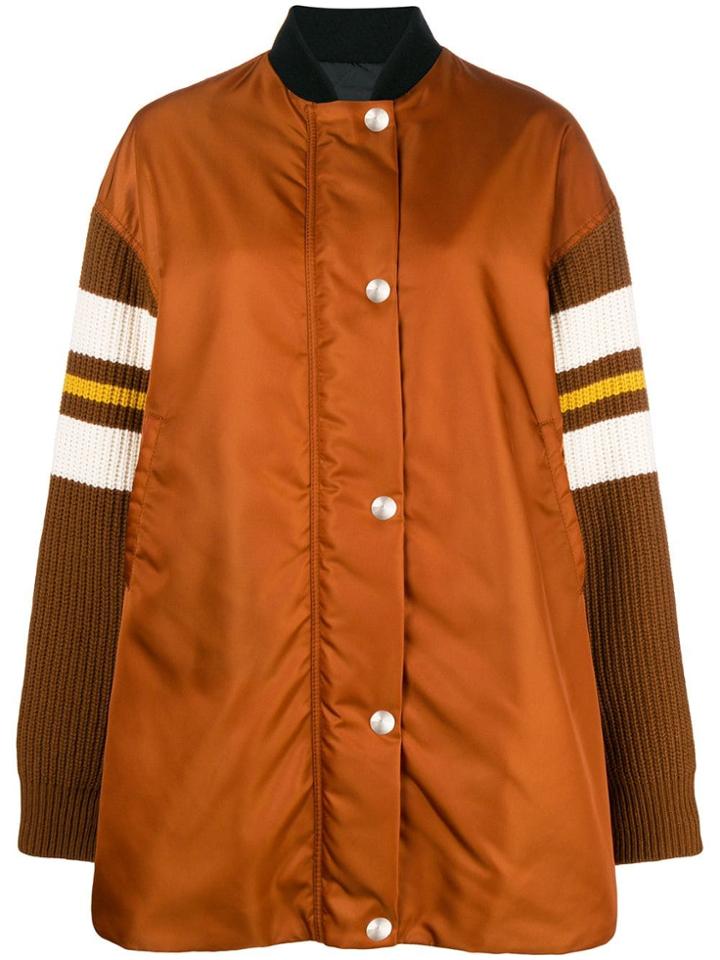 Msgm Bomber Coat - Brown