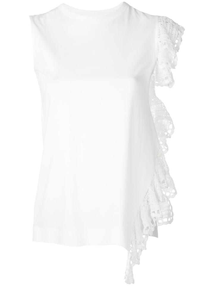 Irene Crochet Frill Tank - White