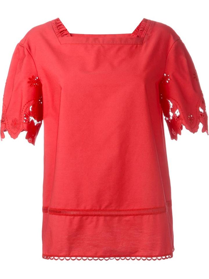 Blumarine Embroidered Sleeve Top