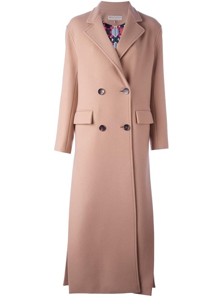 Emilio Pucci Double Breasted Coat, Women's, Size: 38, Nude/neutrals, Acetate/viscose/cashmere/virgin Wool