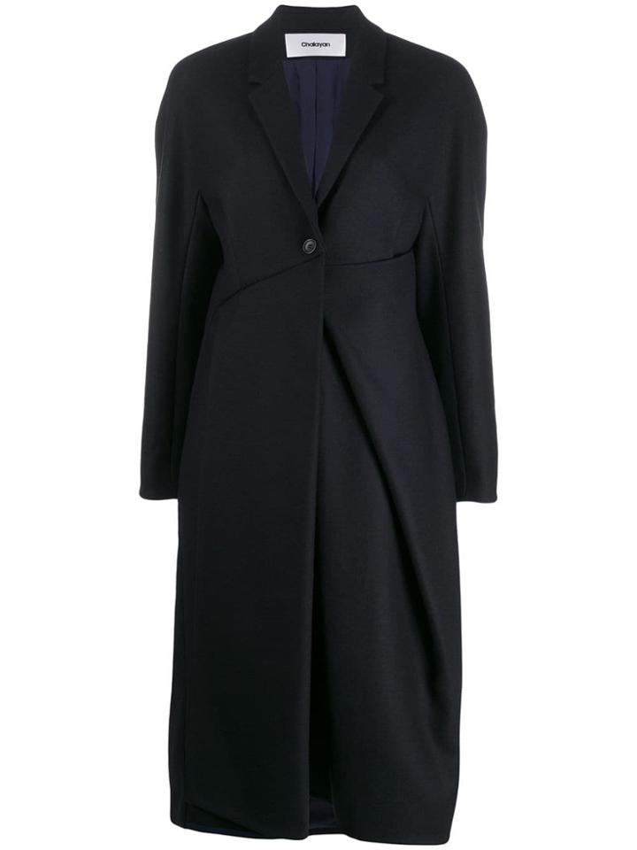 Chalayan Ruched Detail Coat - Blue
