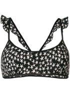 Love Stories Star Print Bikini Top - Black