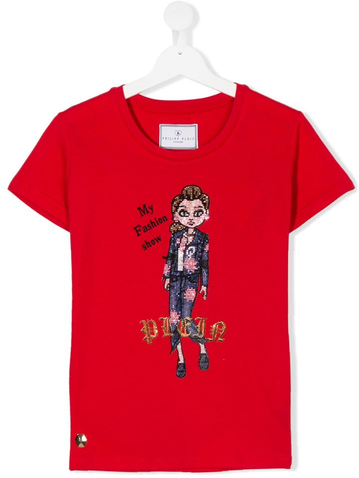 Philipp Plein Junior My Fashion Show Diamante T-shirt - Red