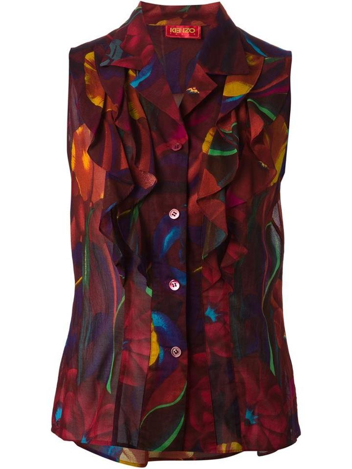 Kenzo Vintage Flower Print Sleeveless Blouse