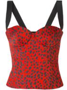 Fausto Puglisi Leopard Print Corset Top, Women's, Size: 38, Red, Spandex/elastane/acetate/viscose
