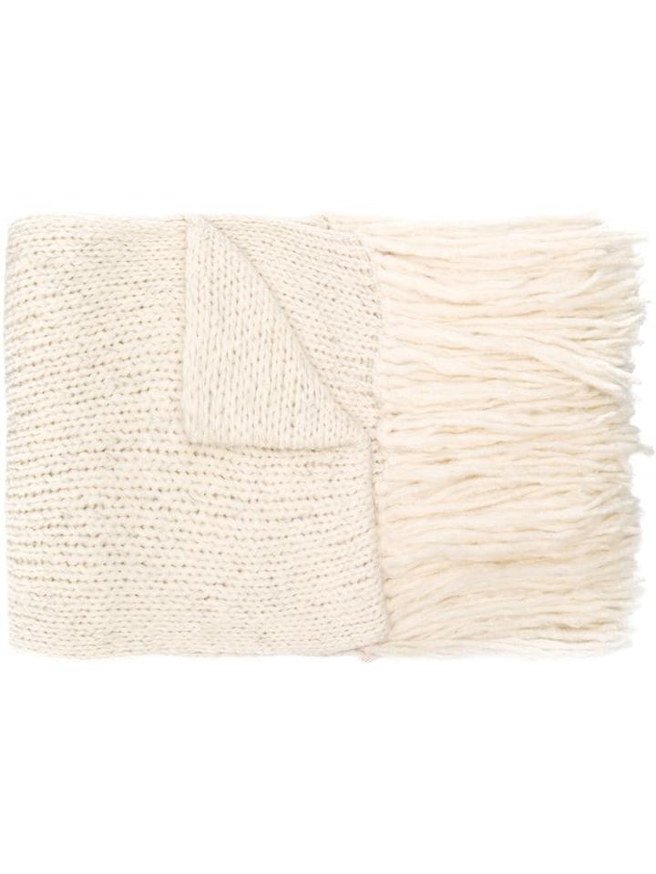 Maison Flaneur Fringed Oversized Scarf - Neutrals