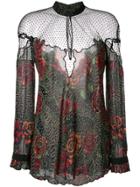 Just Cavalli Sheer Floral Print Blouse - Black