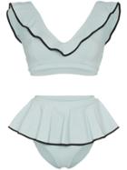 Marysia Piana High Waisted Ruffle Detail Bikini Set - Blue