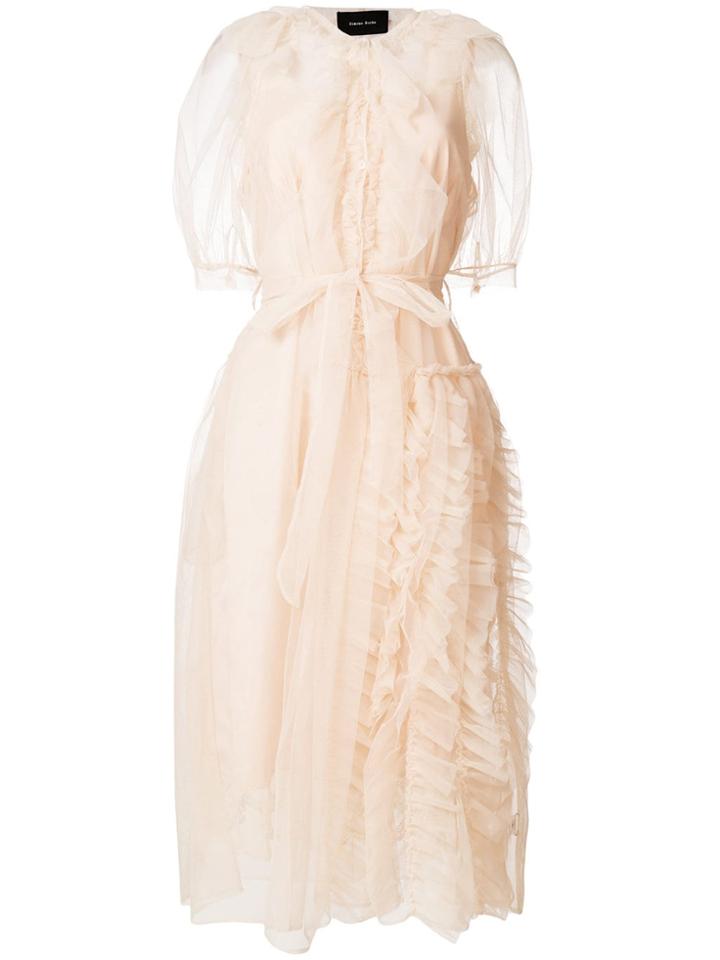 Simone Rocha Ruffled Sheer-overlay Dress - Neutrals